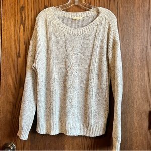 Eileen Fisher Peppered Cotton Blend Cable Knit Sweater Small